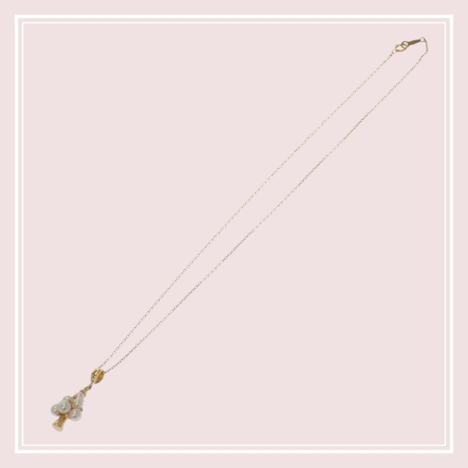 MIKIMOTO 18K yellow gold tree pendant necklace with Akoya pearl and diamond on 40 cm chain