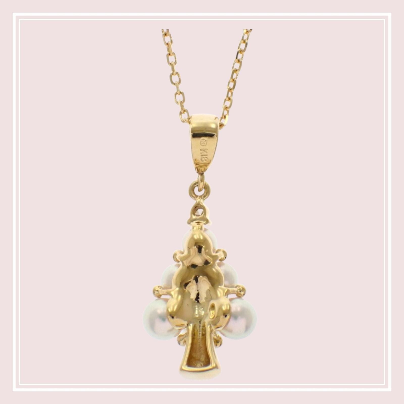 MIKIMOTO 18K yellow gold tree pendant necklace with Akoya pearl and diamond on 40 cm chain
