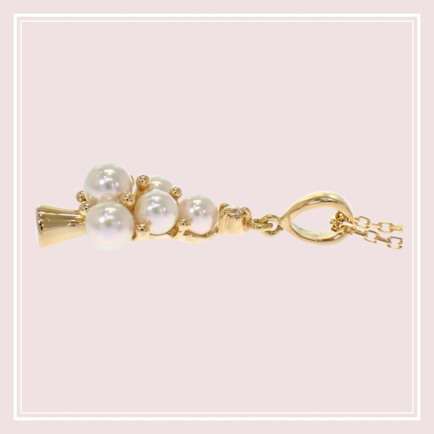 MIKIMOTO 18K yellow gold tree pendant necklace with Akoya pearl and diamond on 40 cm chain