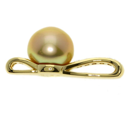 Tasaki golden pearl diamond pendant top for ladies made of K18 yellow gold with 11.1mm pearl and diamond accents