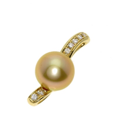 Tasaki golden pearl diamond pendant top for ladies made of K18 yellow gold with 11.1mm pearl and diamond accents