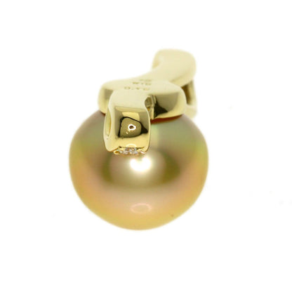 Tasaki golden pearl diamond pendant top for ladies made of K18 yellow gold with 11.1mm pearl and diamond accents