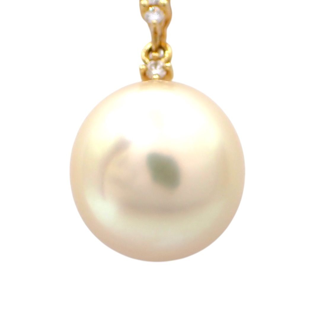 Tasaki 11mm white South Sea pearl necklace with diamond-accented K18 yellow gold cross pendant on a 44 cm chain