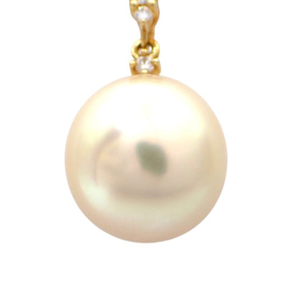 Tasaki 11mm white South Sea pearl necklace with diamond-accented K18 yellow gold cross pendant on a 44 cm chain