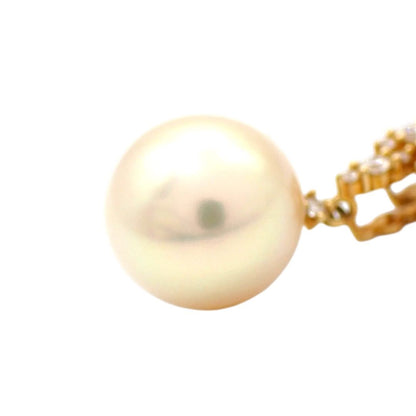 Tasaki 11mm white South Sea pearl necklace with diamond-accented K18 yellow gold cross pendant on a 44 cm chain