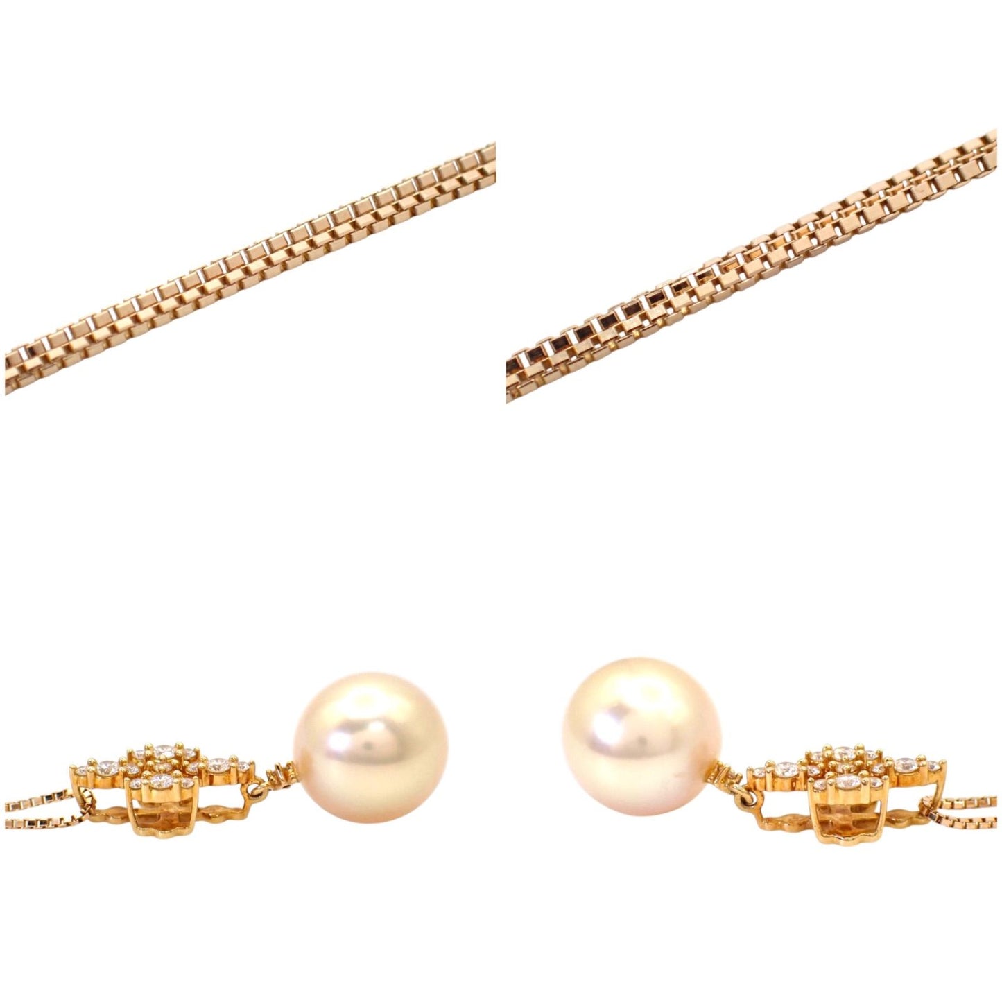 Tasaki 11mm white South Sea pearl necklace with diamond-accented K18 yellow gold cross pendant on a 44 cm chain