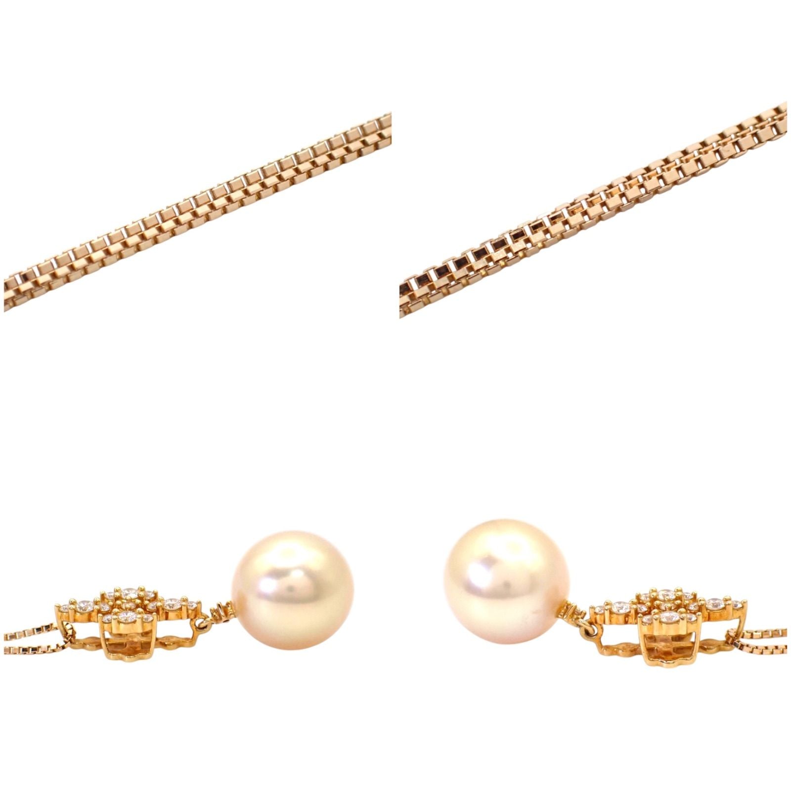 Tasaki 11mm white South Sea pearl necklace with diamond-accented K18 yellow gold cross pendant on a 44 cm chain