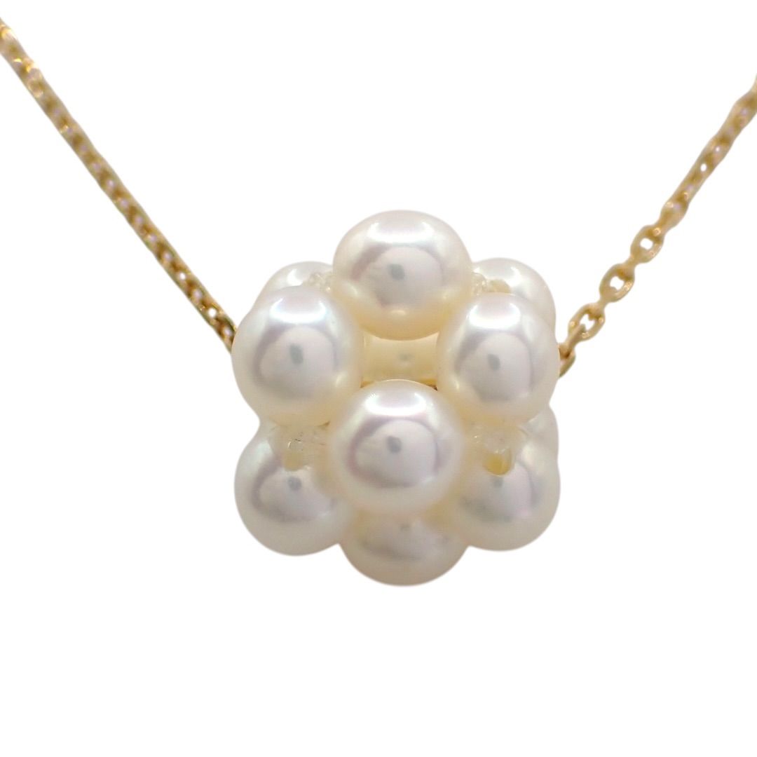 Tasaki 3mm pearl baby flower necklace in yellow and white gold with 40cm chain