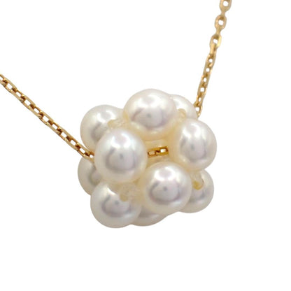 Tasaki 3mm pearl baby flower necklace in yellow and white gold with 40cm chain