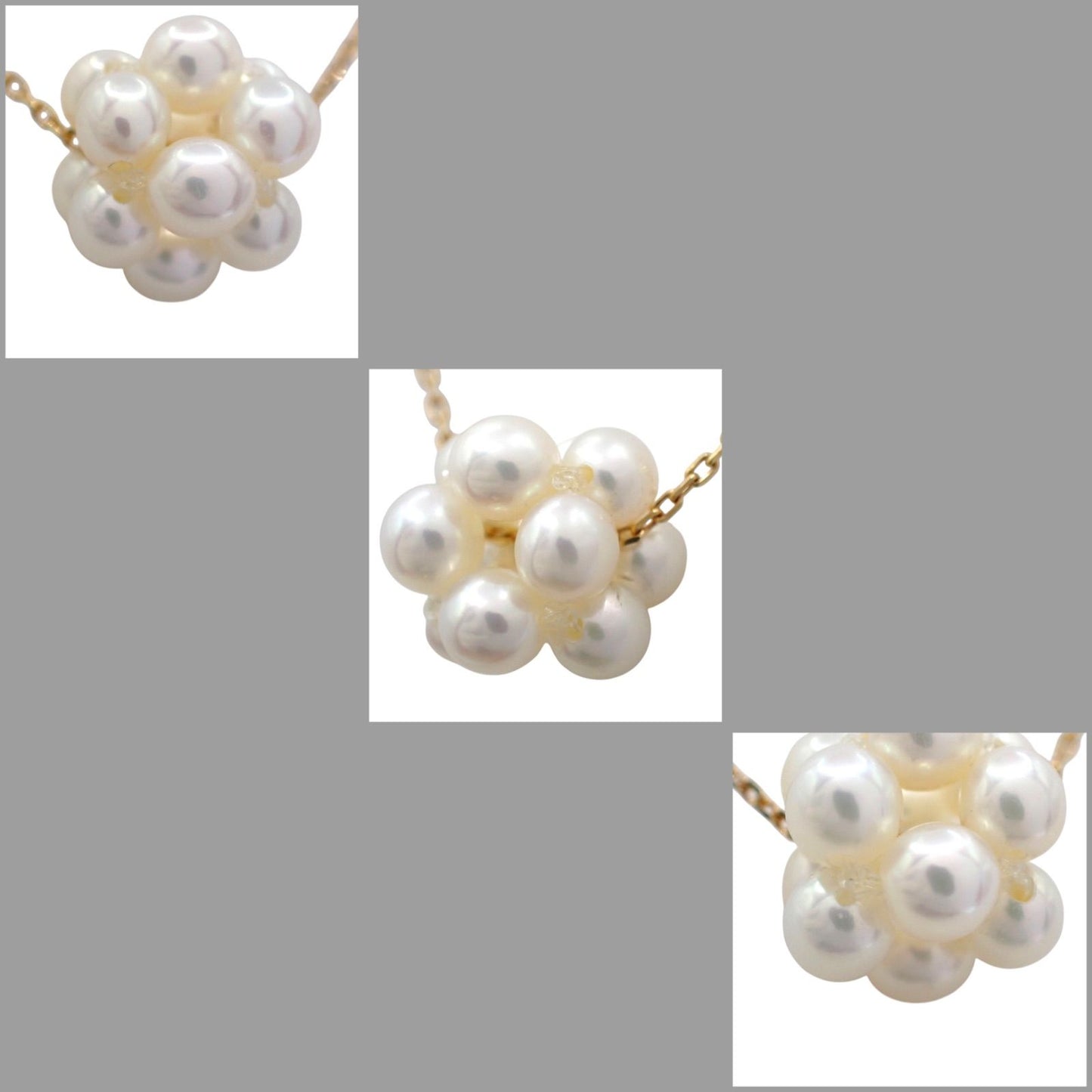 Tasaki 3mm pearl baby flower necklace in yellow and white gold with 40cm chain
