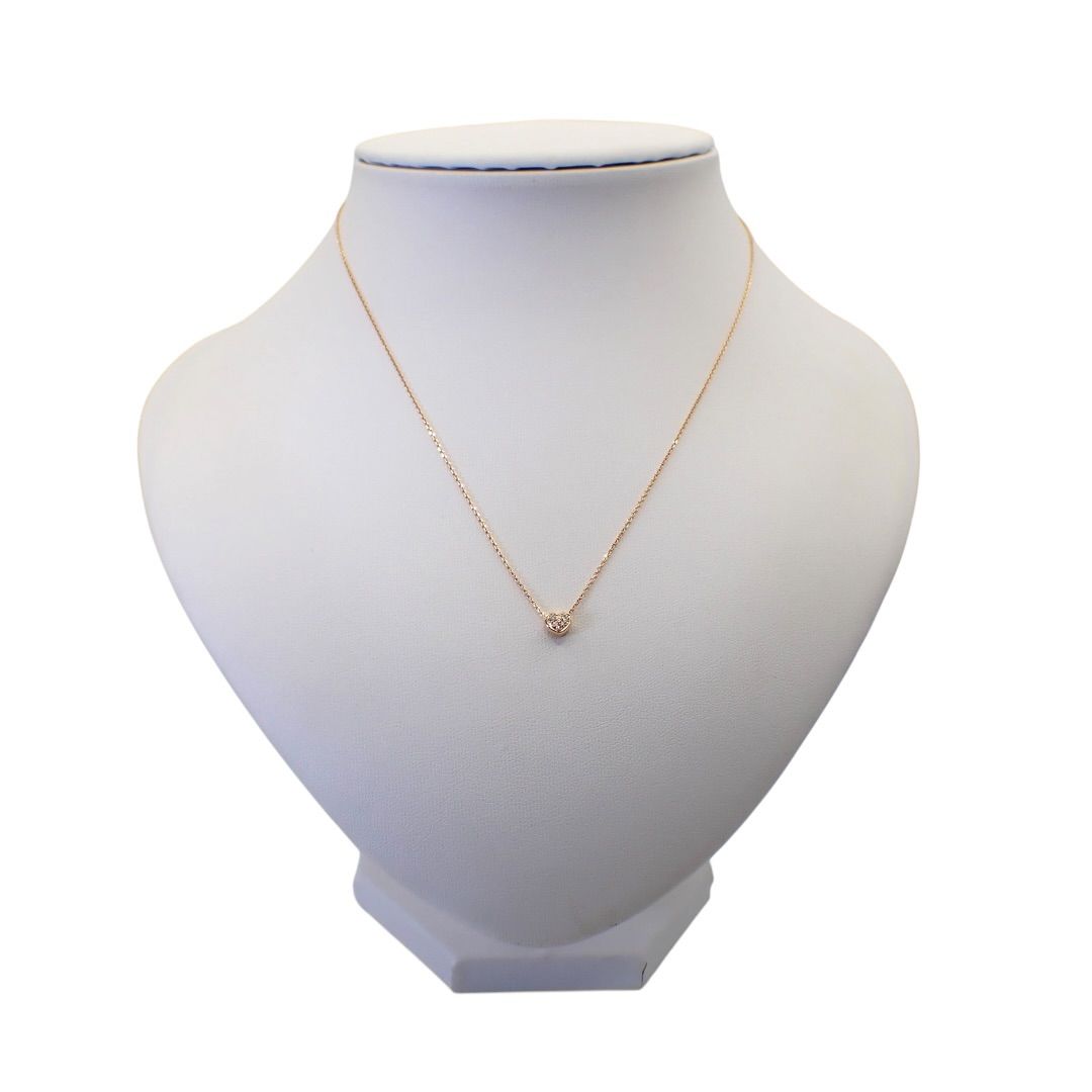 Tasaki diamond heart pendant necklace in K18 pink gold with 0.03ct diamond and chain length options