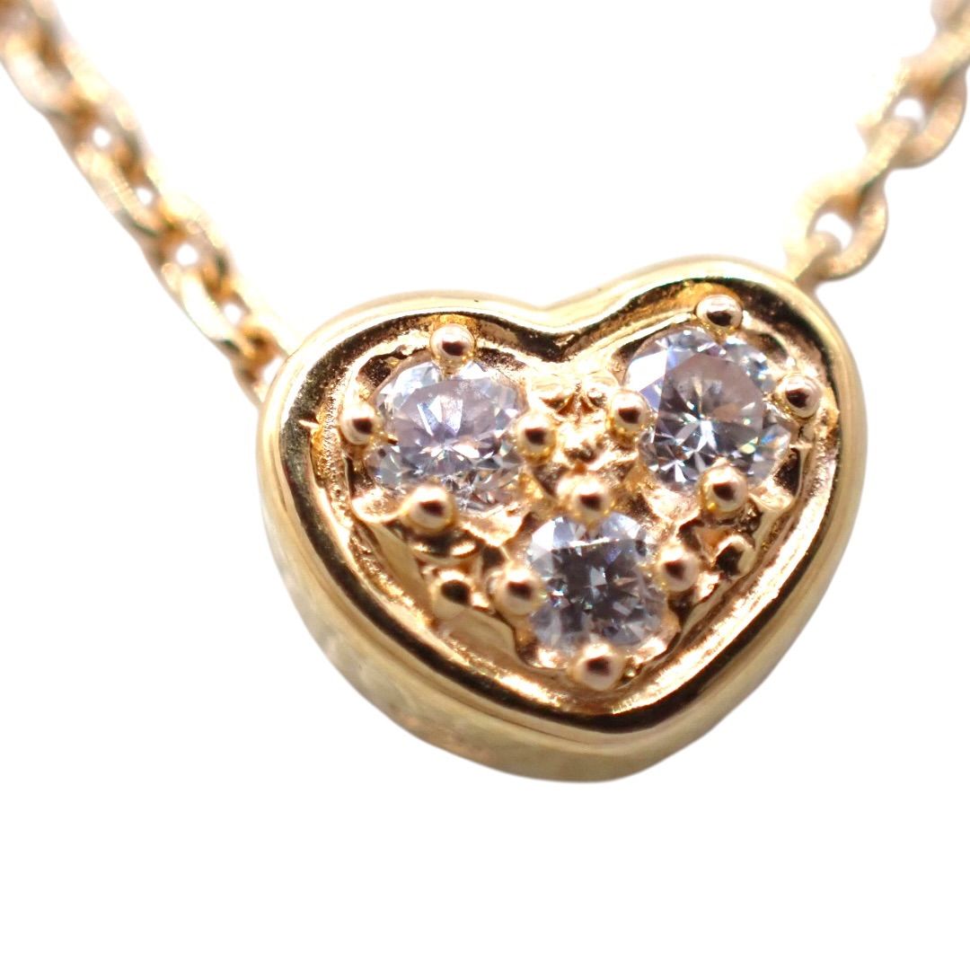 Tasaki diamond heart pendant necklace in K18 pink gold with 0.03ct diamond and chain length options