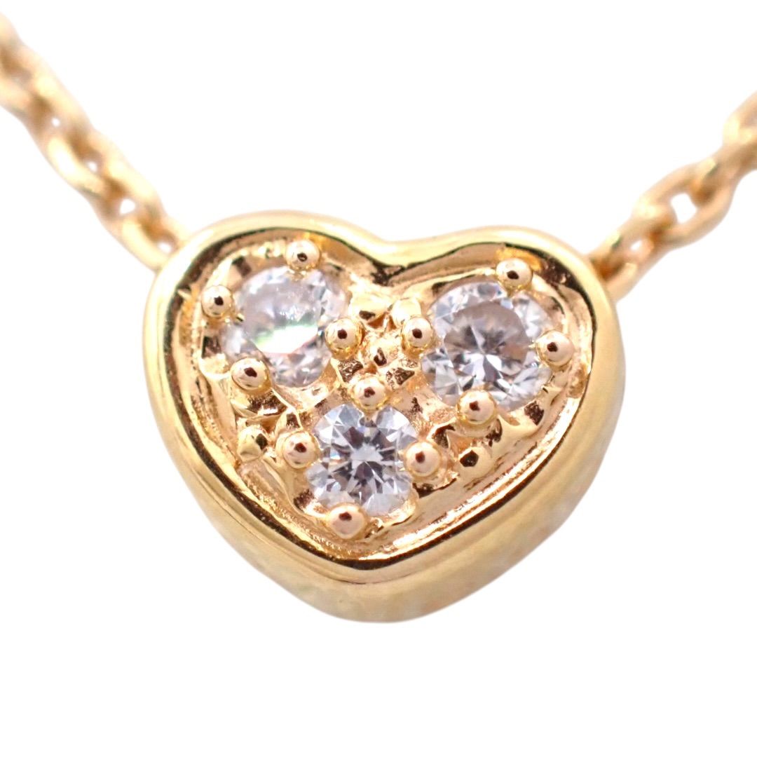 Tasaki diamond heart pendant necklace in K18 pink gold with 0.03ct diamond and chain length options