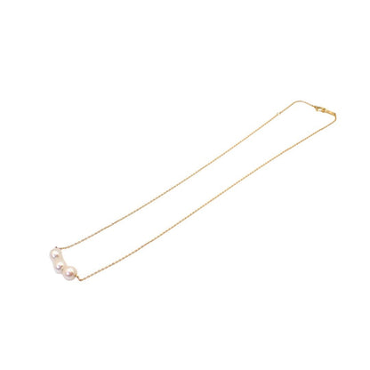 Tasaki Baroque Pearl Necklace with 3 natural pink pearls and K18 yellow gold pendant on 42 cm chain
