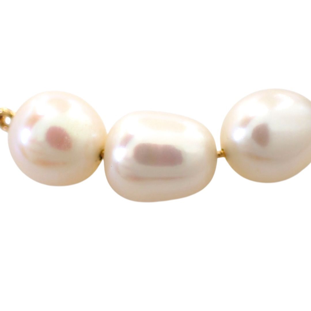 Tasaki Baroque Pearl Necklace with 3 natural pink pearls and K18 yellow gold pendant on 42 cm chain