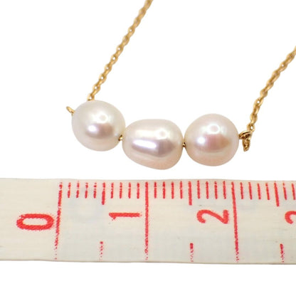 Tasaki Baroque Pearl Necklace with 3 natural pink pearls and K18 yellow gold pendant on 42 cm chain