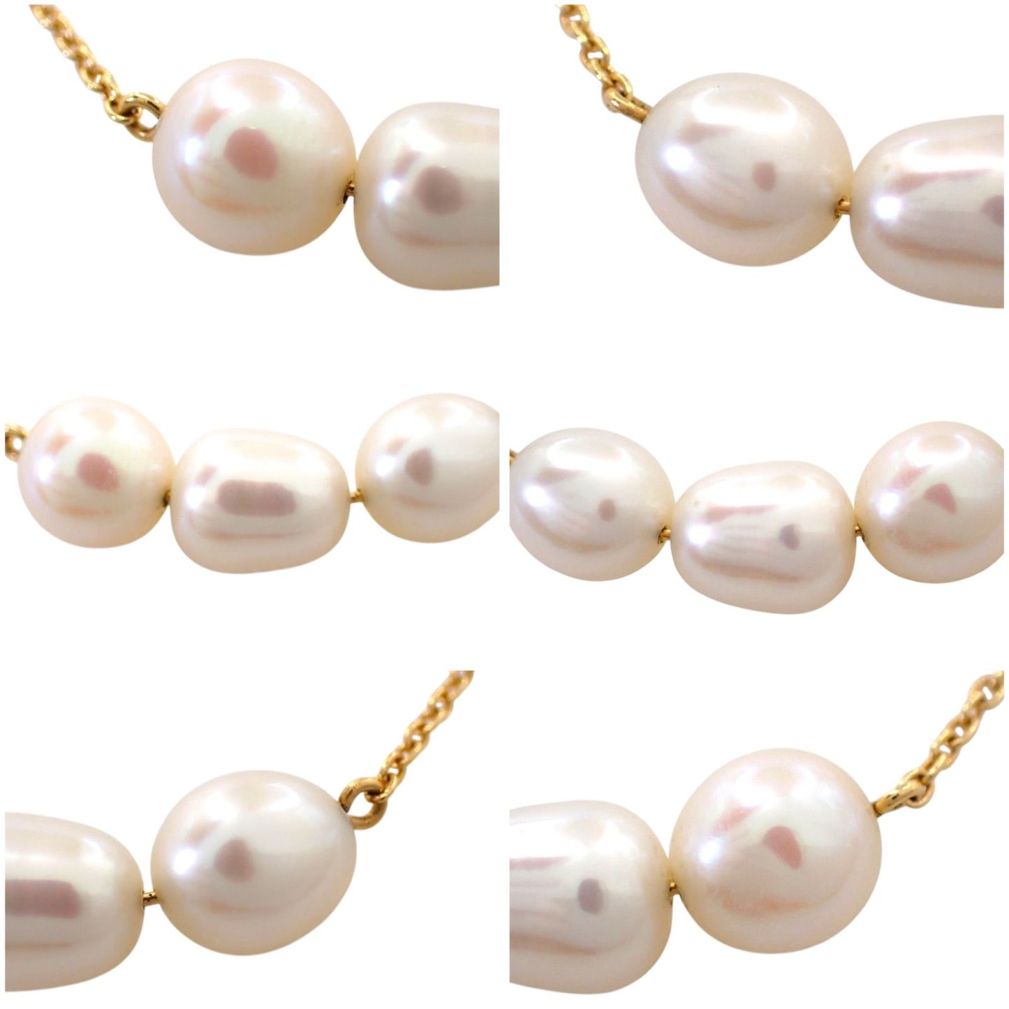 Tasaki Baroque Pearl Necklace with 3 natural pink pearls and K18 yellow gold pendant on 42 cm chain