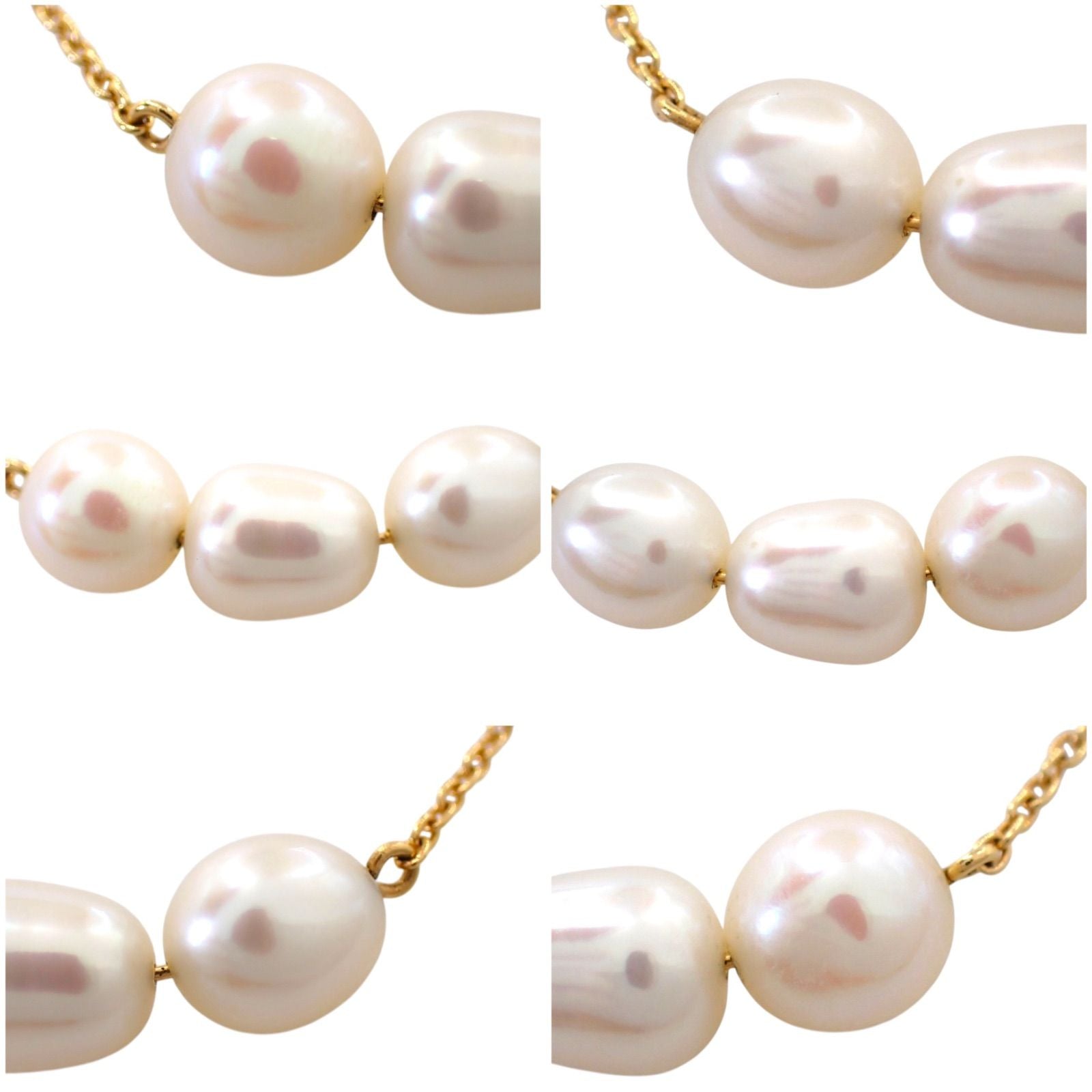 Tasaki Baroque Pearl Necklace with 3 natural pink pearls and K18 yellow gold pendant on 42 cm chain