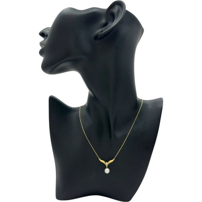 Mikimoto K18 gold necklace with pearl and diamond accents, 42 cm length for ladies