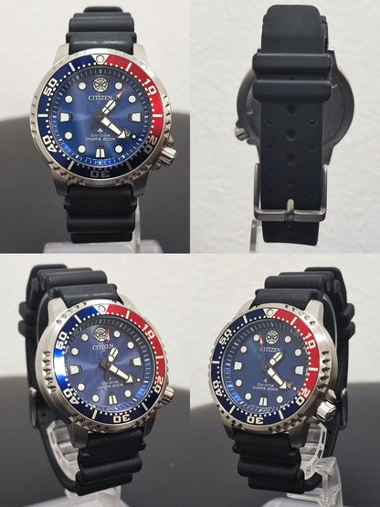 Citizen Promaster Marine Spider-Man Collaboration Model Watch BN0250-07L with blue dial and stainless steel strap