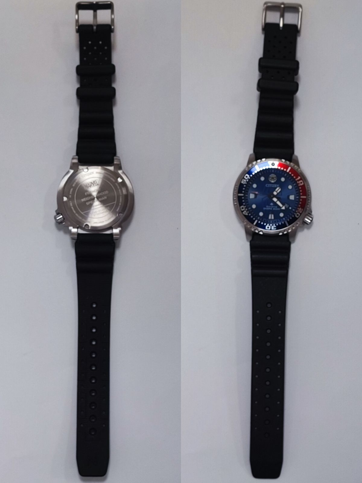 Citizen Promaster Marine Spider-Man Collaboration Model Watch BN0250-07L with blue dial and stainless steel strap