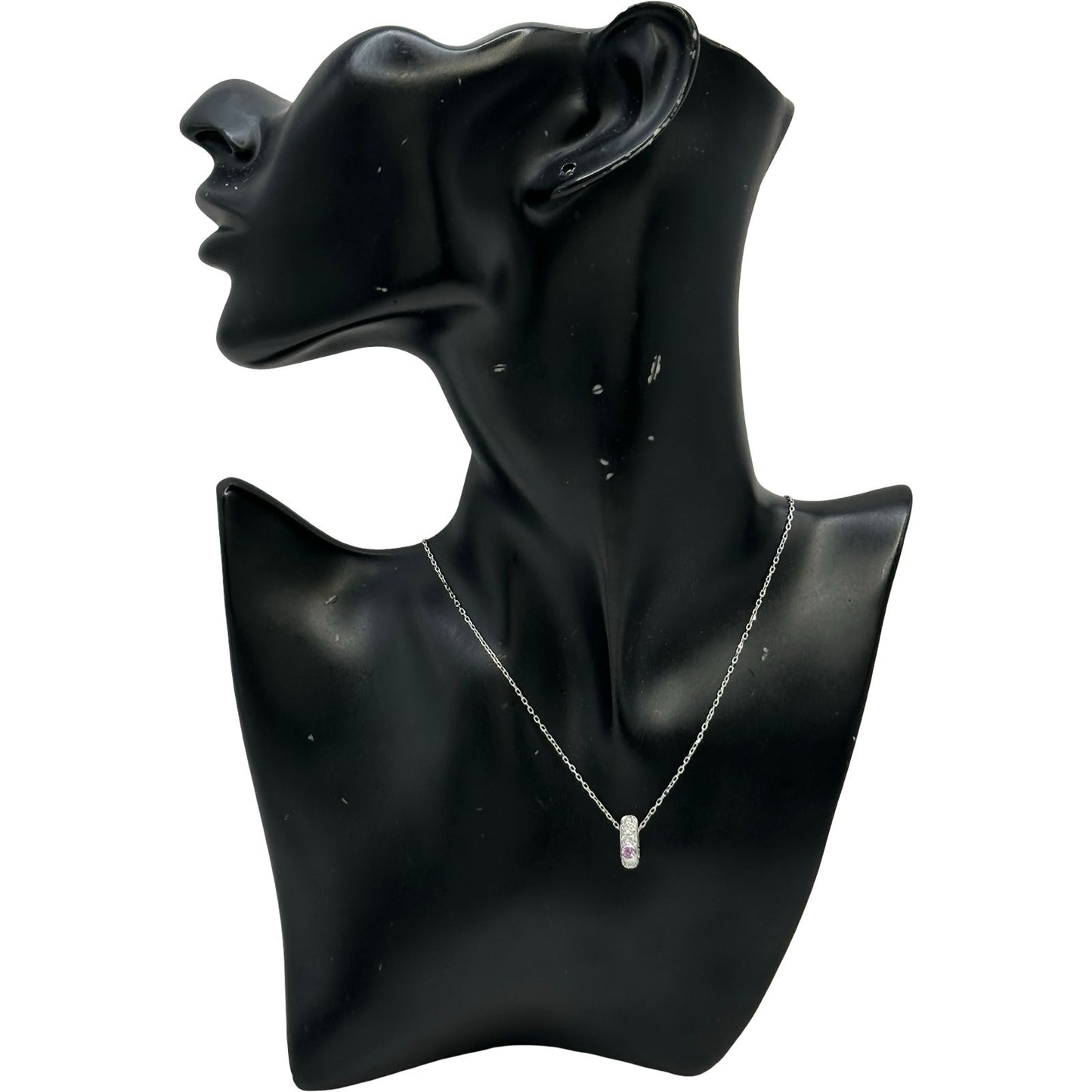 Mikimoto white gold K18 necklace featuring pink sapphire and diamond gemstones
