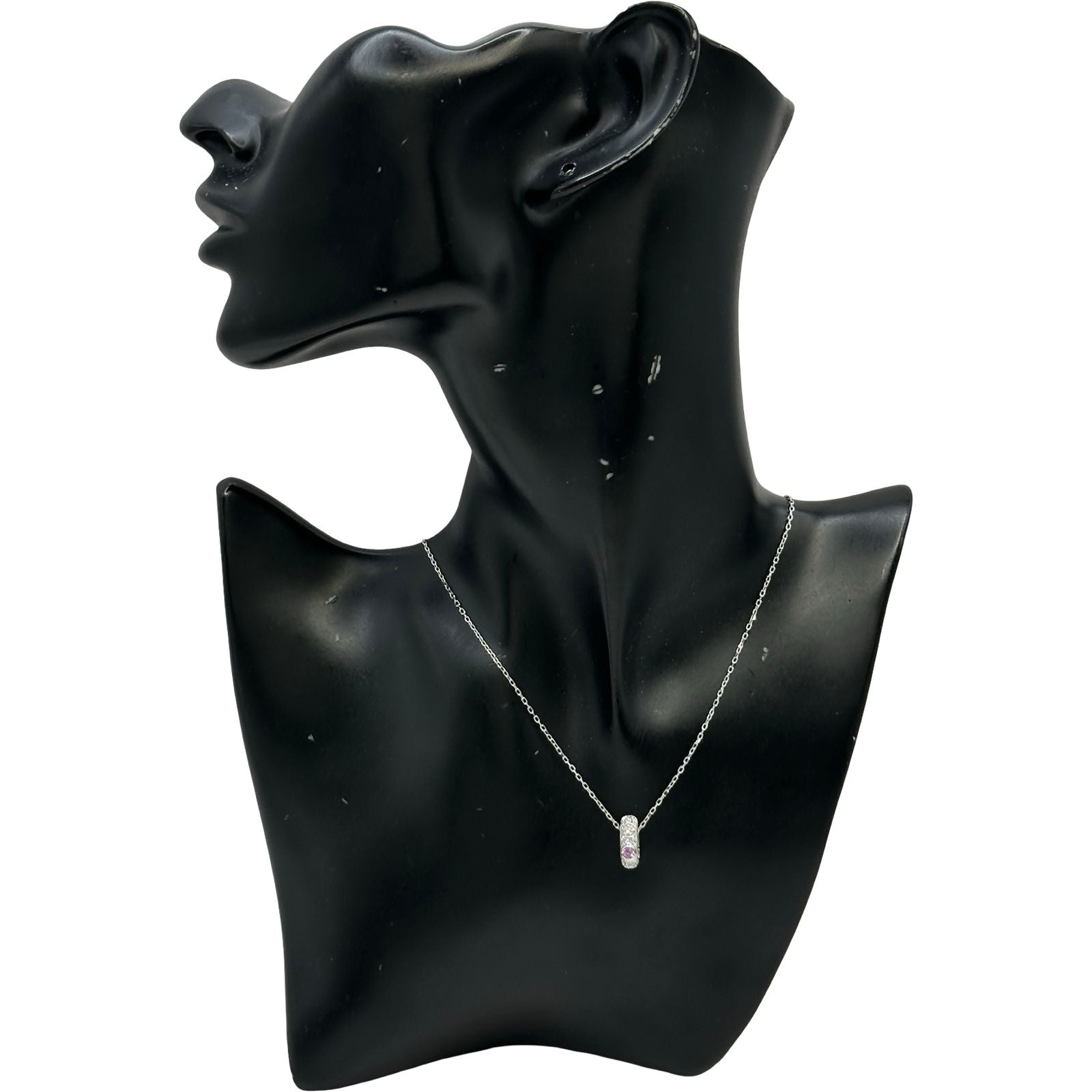 Mikimoto white gold K18 necklace featuring pink sapphire and diamond gemstones