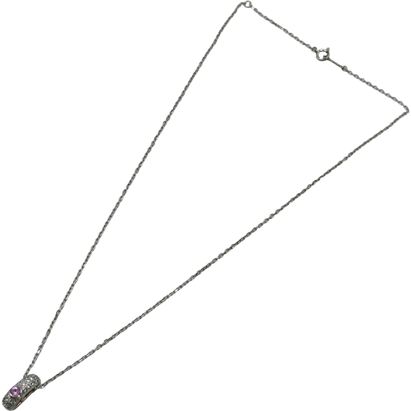 Mikimoto white gold K18 necklace featuring pink sapphire and diamond gemstones