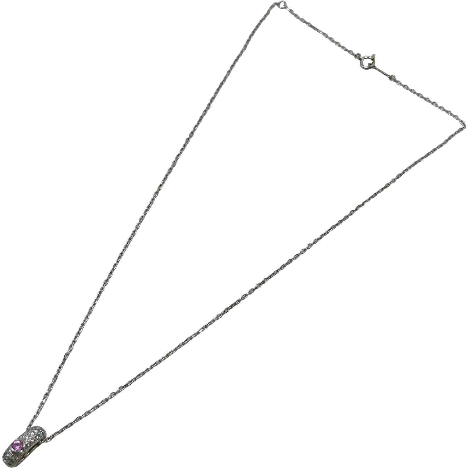 Mikimoto white gold K18 necklace featuring pink sapphire and diamond gemstones