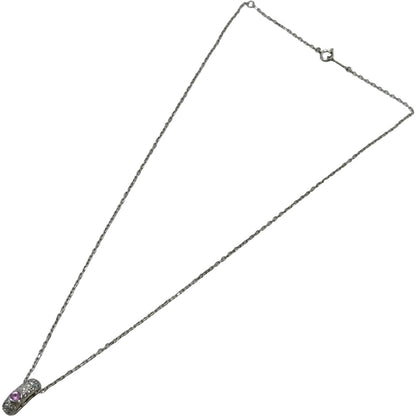 Mikimoto white gold K18 necklace featuring pink sapphire and diamond gemstones
