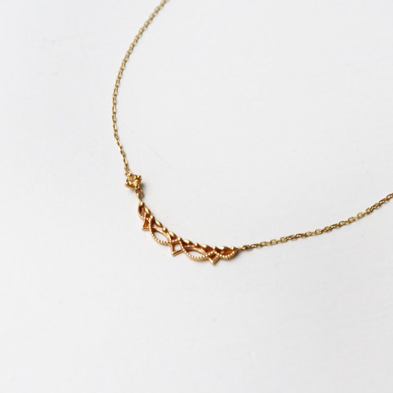 Agete Birthstone Necklace in K10 Yellow Gold with 20 cm chain and 2 cm pendant