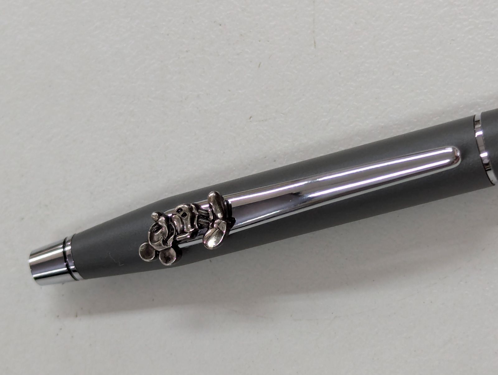 Matte gray CROSS Classic Century ballpoint pen with 3D Mickey Mouse embossed clip from Disney collaboration edition