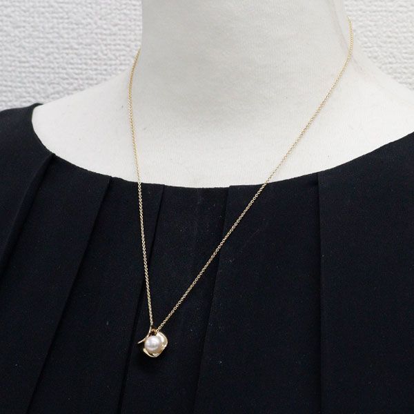 Mikimoto K18YG yellow gold Akoya pearl pendant necklace with 7.8mm pearl on 47cm chain