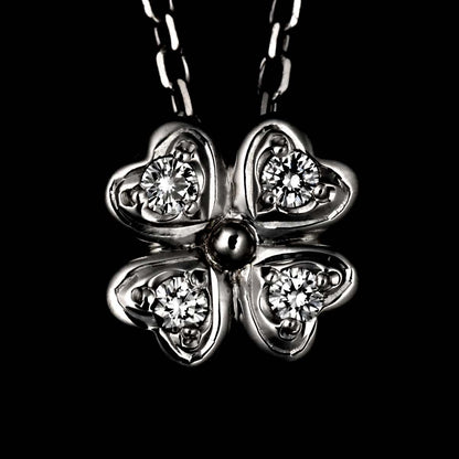 Mikimoto diamond clover necklace in 18K white gold with 0.07ct diamonds on a 41cm adjustable chain