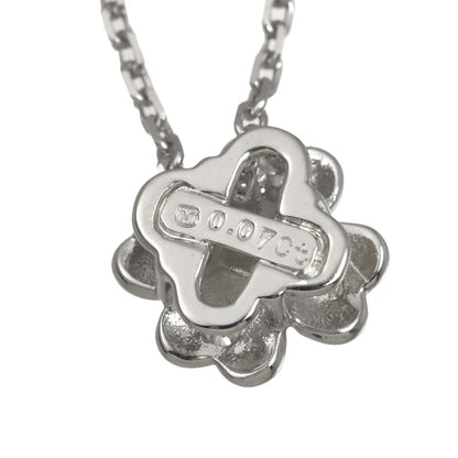 Mikimoto diamond clover necklace in 18K white gold with 0.07ct diamonds on a 41cm adjustable chain