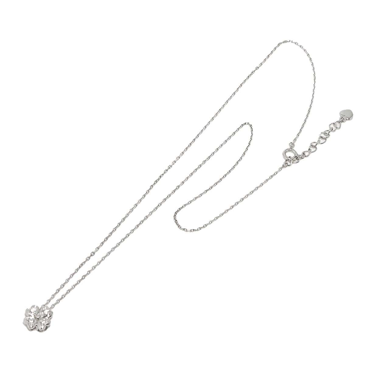 Mikimoto diamond clover necklace in 18K white gold with 0.07ct diamonds on a 41cm adjustable chain