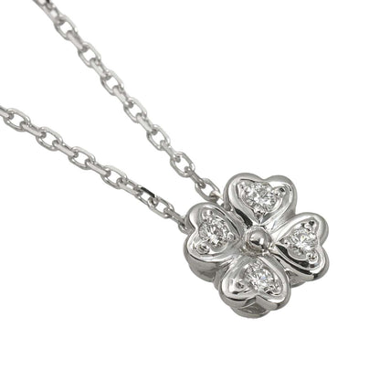 Mikimoto diamond clover necklace in 18K white gold with 0.07ct diamonds on a 41cm adjustable chain