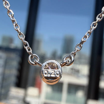 Mikimoto WGK14 0.20ct diamond necklace with 40cm chain displayed with necklace case