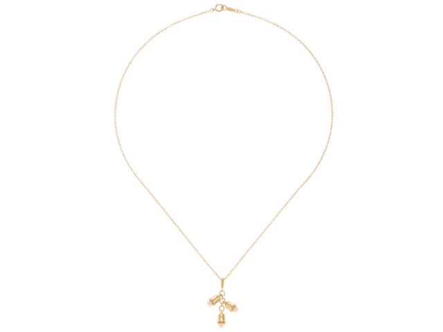 MIKIMOTO Bell Motif Necklace featuring a single pearl pendant on K18 gold chain