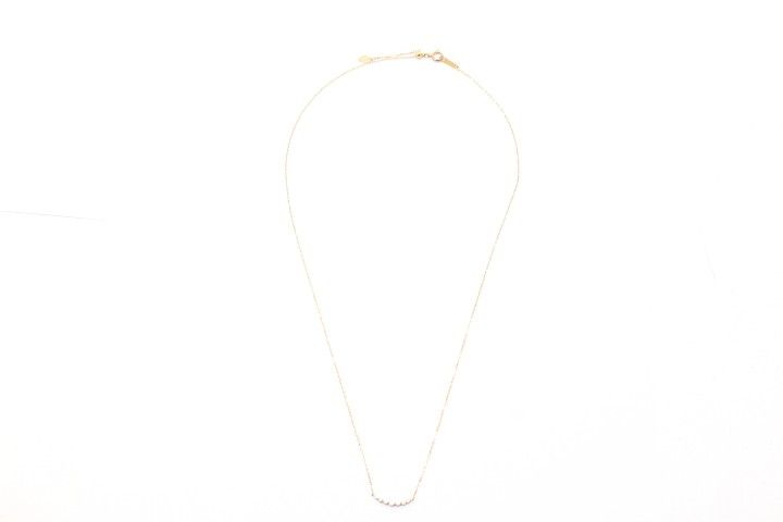 Agete K18 gold necklace with 0.1ct diamonds, 45cm length, and delicate motif size 13.4mm x 2.1mm