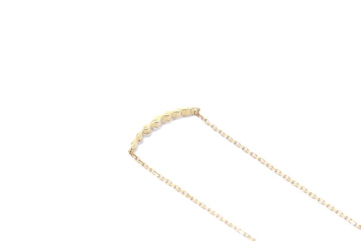 Agete K18 gold necklace with 0.1ct diamonds, 45cm length, and delicate motif size 13.4mm x 2.1mm