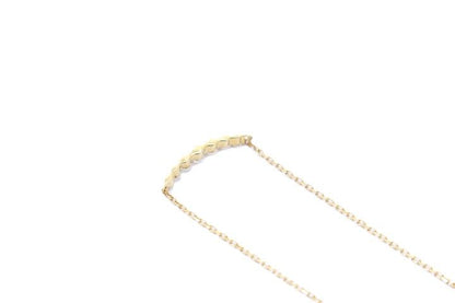 Agete K18 gold necklace with 0.1ct diamonds, 45cm length, and delicate motif size 13.4mm x 2.1mm
