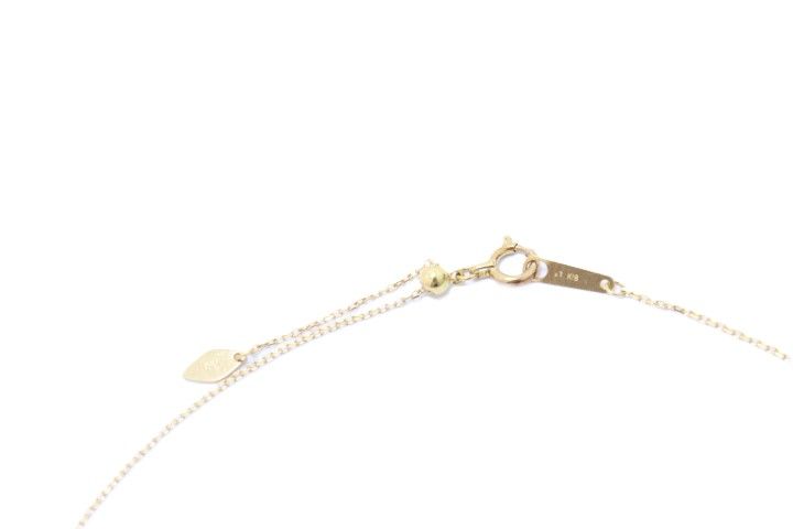 Agete K18 gold necklace with 0.1ct diamonds, 45cm length, and delicate motif size 13.4mm x 2.1mm