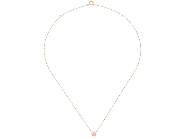 Agete K18 pink gold necklace with 0.03ct diamond pendant, approximately 40cm length