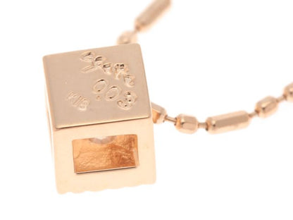 Agete K18 pink gold necklace with 0.03ct diamond pendant, approximately 40cm length