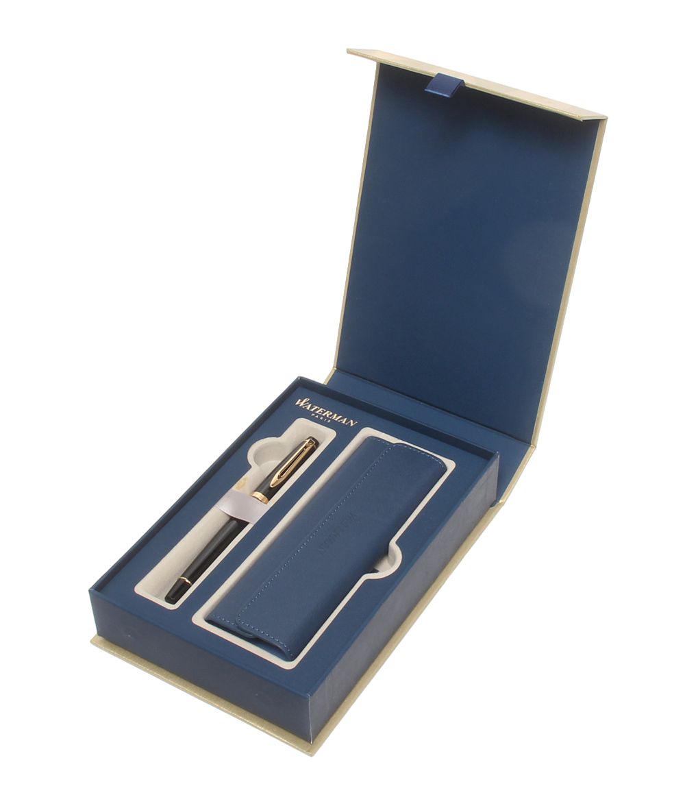 Waterman fountain pen converter measuring 14 cm for ink refilling with a clear body and blue piston mechanism