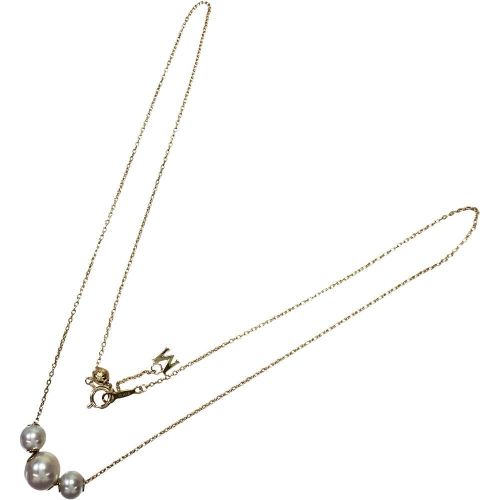 Mikimoto Akoya pearl necklace with 5.5-7.6mm pearls in 18K yellow gold, 45cm length, ladies used jewelry