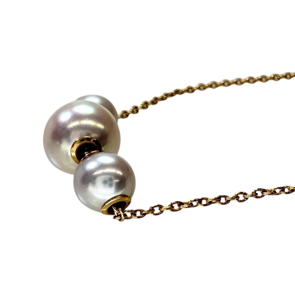 Mikimoto Akoya pearl necklace with 5.5-7.6mm pearls in 18K yellow gold, 45cm length, ladies used jewelry