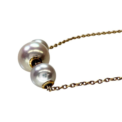 Mikimoto Akoya pearl necklace with 5.5-7.6mm pearls in 18K yellow gold, 45cm length, ladies used jewelry