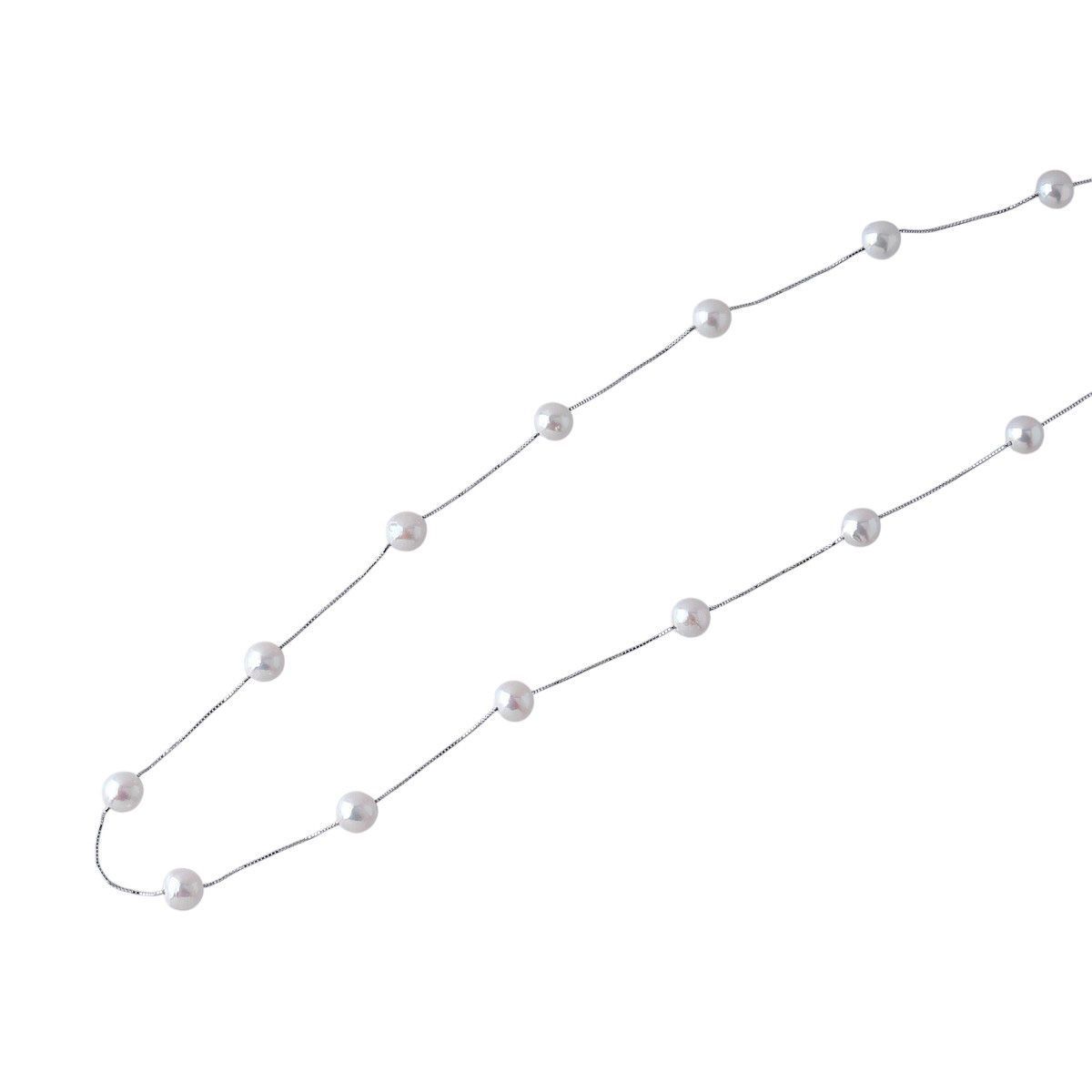 Tasaki white gold pearl necklace station with 21 pearls 8.5-9.0mm length 95cm